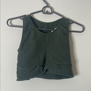 Green Ribbed Women's Top